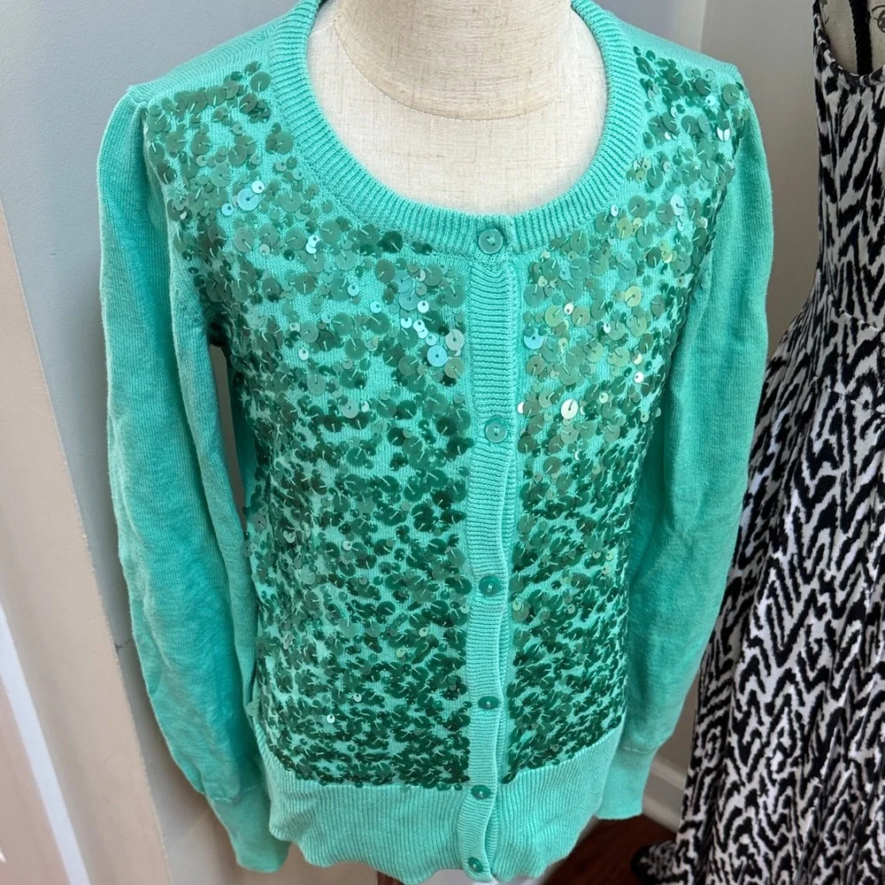 GAP Girls Teal Sequin Cardigan: Fancy Shimmer Gorgeous!